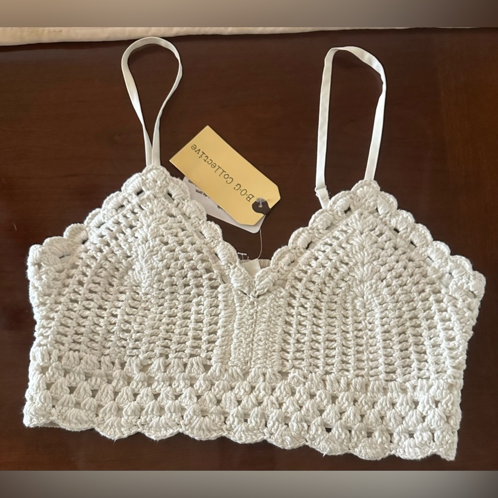 B O G Collective NWT Crochet Crop Top/ Bralette Bra Top Medoum